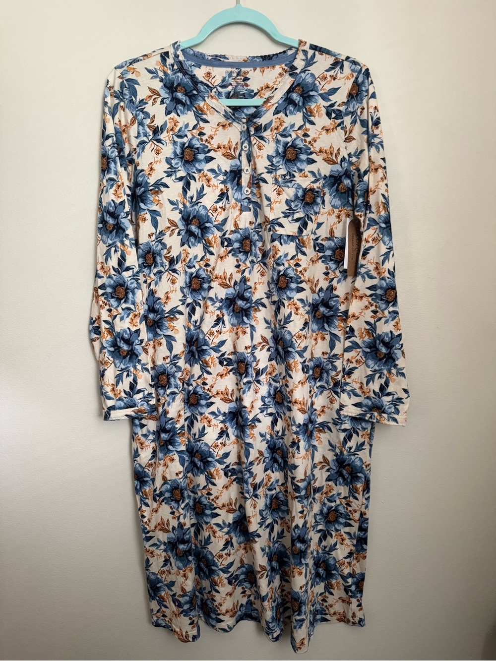 Poppy & Clay Organic Cotton Floral pajama — Blue & Cream